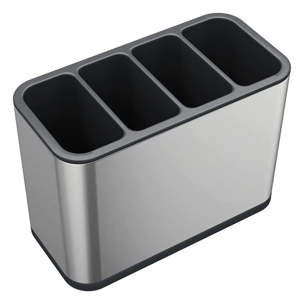 Stainless Steel Cutlery Organizer - Kitchen Utensil Holder with Drain & Compartments