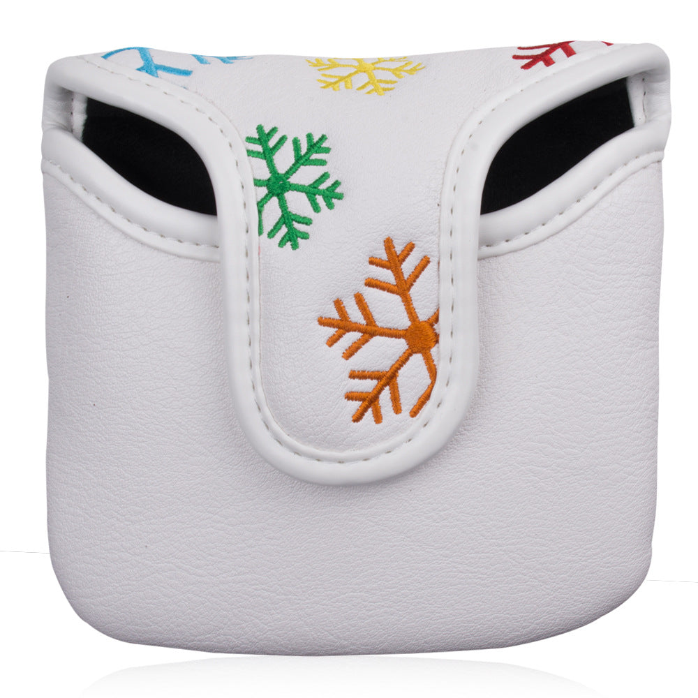 Golf Mallet Putter Cover – Snowflake Embroidered PU Leather Headcover