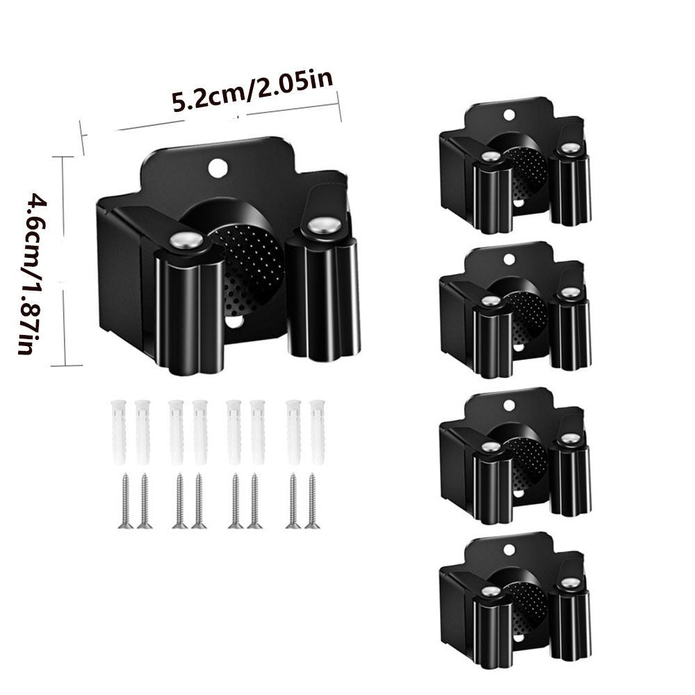 4pcs Stainless Steel Broom Hanger Wall Mounted Mop Holder Home Mop Storage Clip