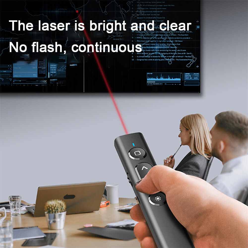 S7 Wireless Presenter Remote, Laser Pointer PowerPoint Clicker for PC/MAC - Hyperlink, Volume Control, USB-C Charging