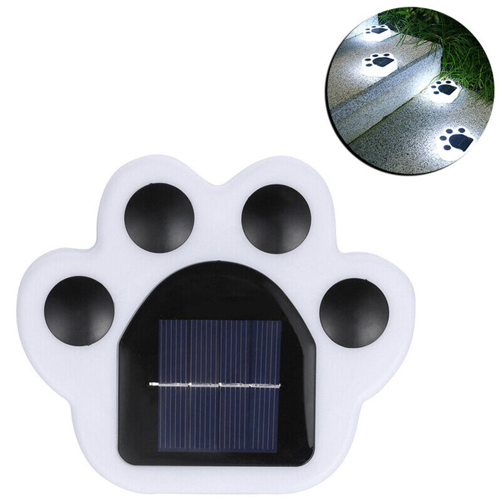 4PCS Animal Bear Paw Print Solar Power Light Outdoor Garden Yard Waterproof Lamp