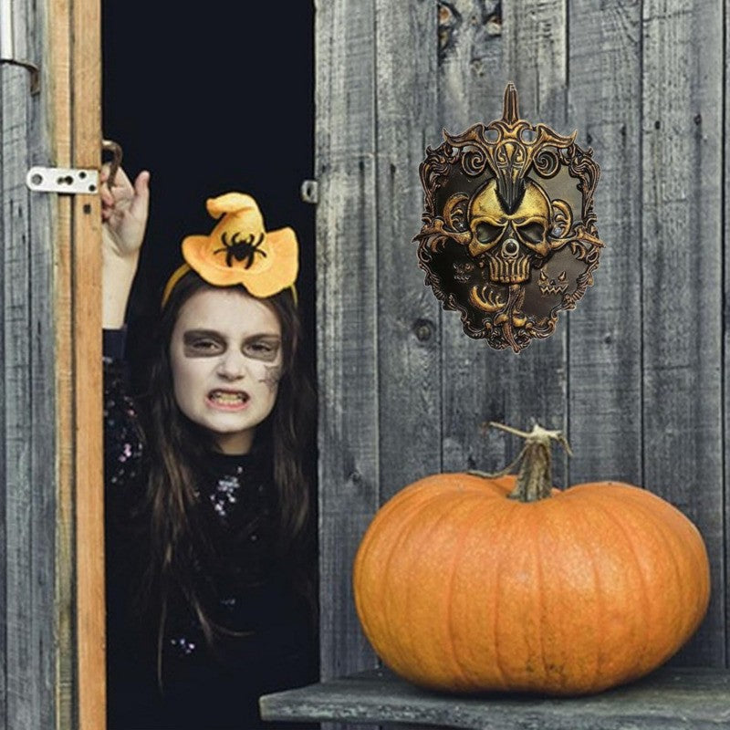 Halloween Doorbell Haunted House Party Prop Spooky Iron Skull Animated Decor