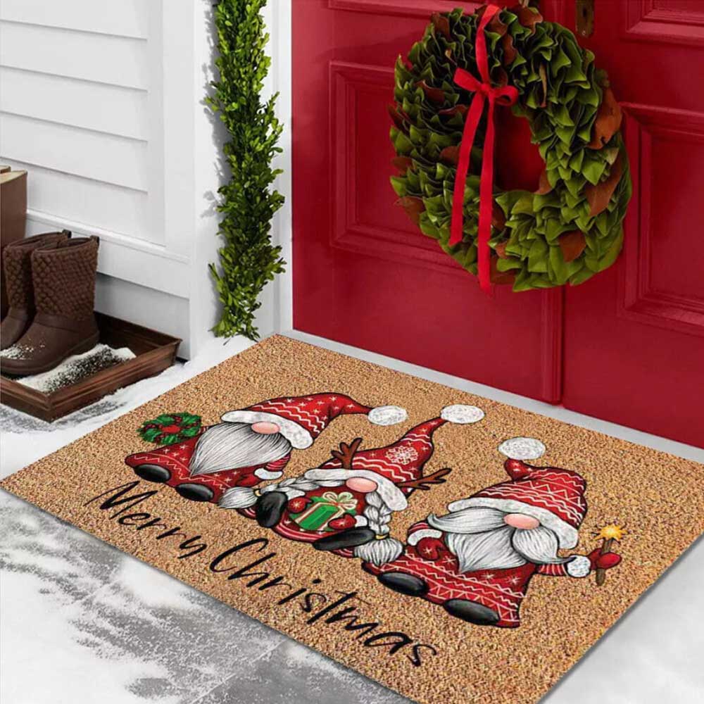 Merry Christmas Front Door Mat Non Slip Entrance Floor Carpet Indoor Hallway Home Decor