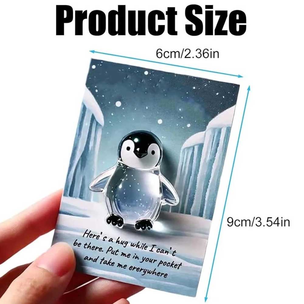 Pocket Turtle Penguin Crystal Pocket Hug Card - Heartwarming Keepsake Gift for Friends & Loved Ones