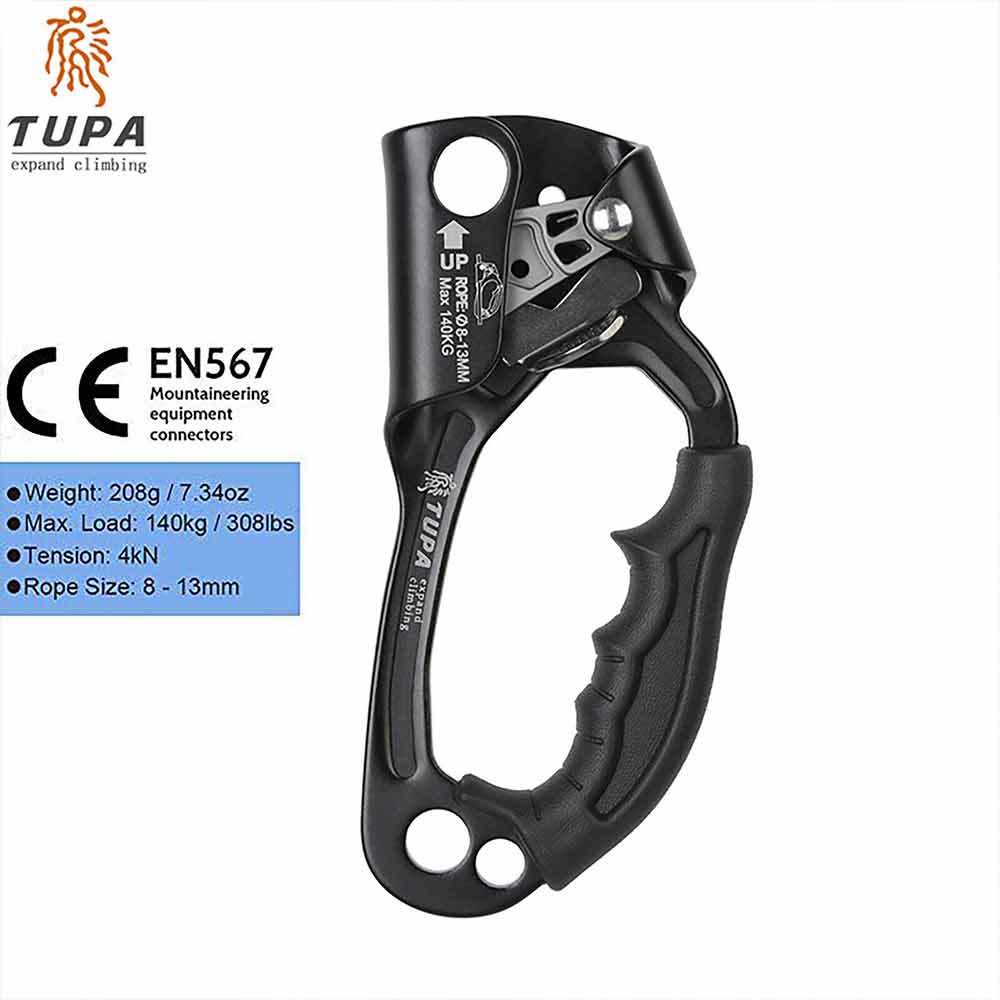 Right Hand Ascender Rock Tree Climbing Gear Professional Roping Device for 8~13m