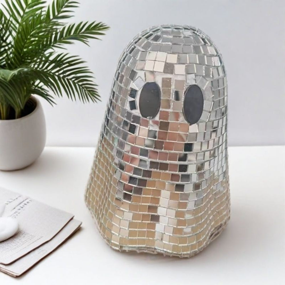 Ghost Disco Ball Halloween Centerpiece Glitter Ghost Sign Tiered Tray Ornaments