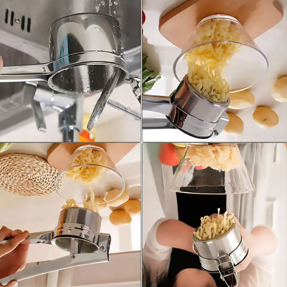 Manual Stainless Steel Juicer & Vegetable Press – for Potato, Lemon, Garlic