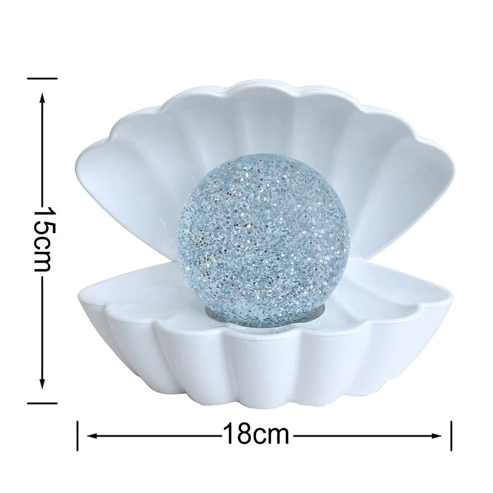 White Glitter Ball Lamp – 7-Colour LED Seashell Clam Mood Light
