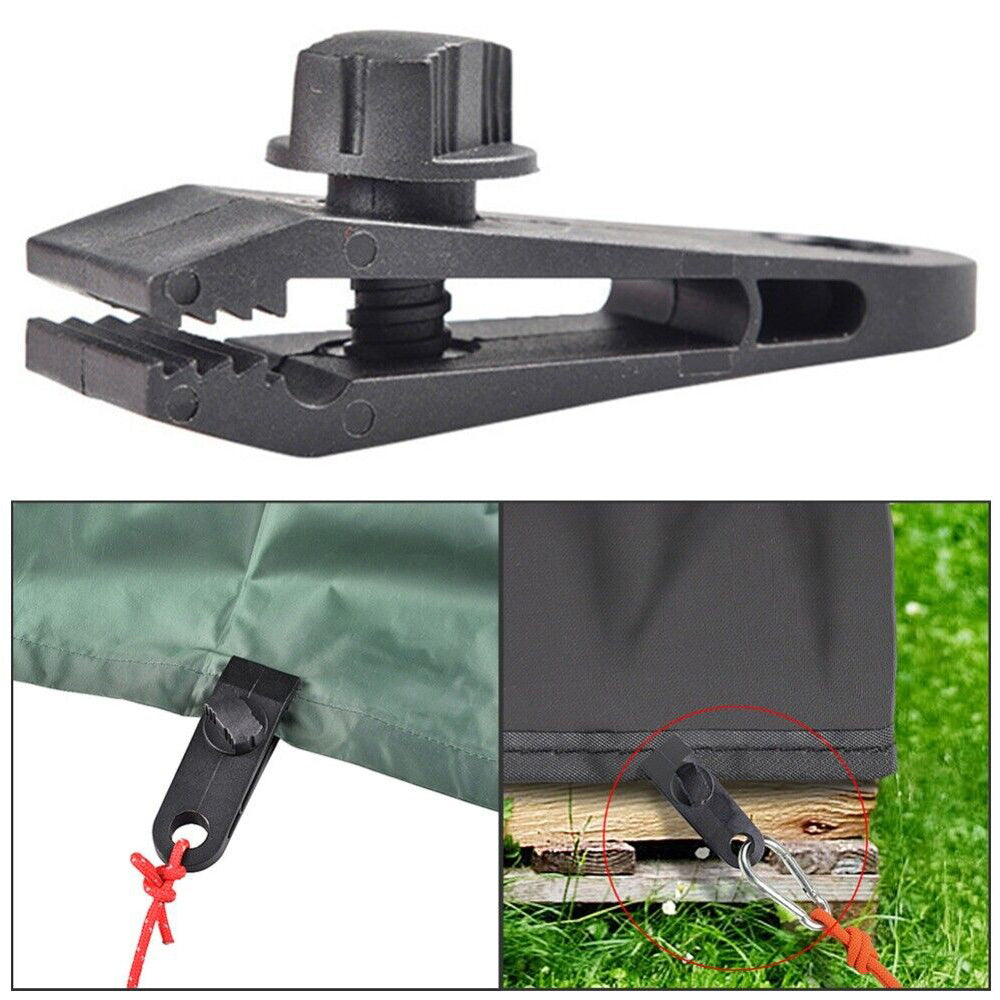10/20 Pack Awning Tent Clamp Tarp Clips Set Canopy Snap Hangers Survival Camping