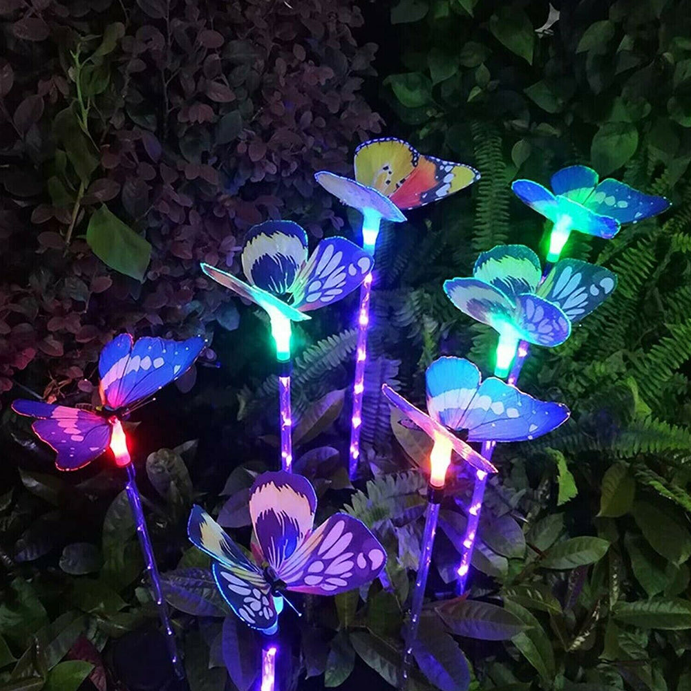 3PCS Solar Powered LED Light Butterfly Outdoor Garden Lawn Stake Lamp Waterproof