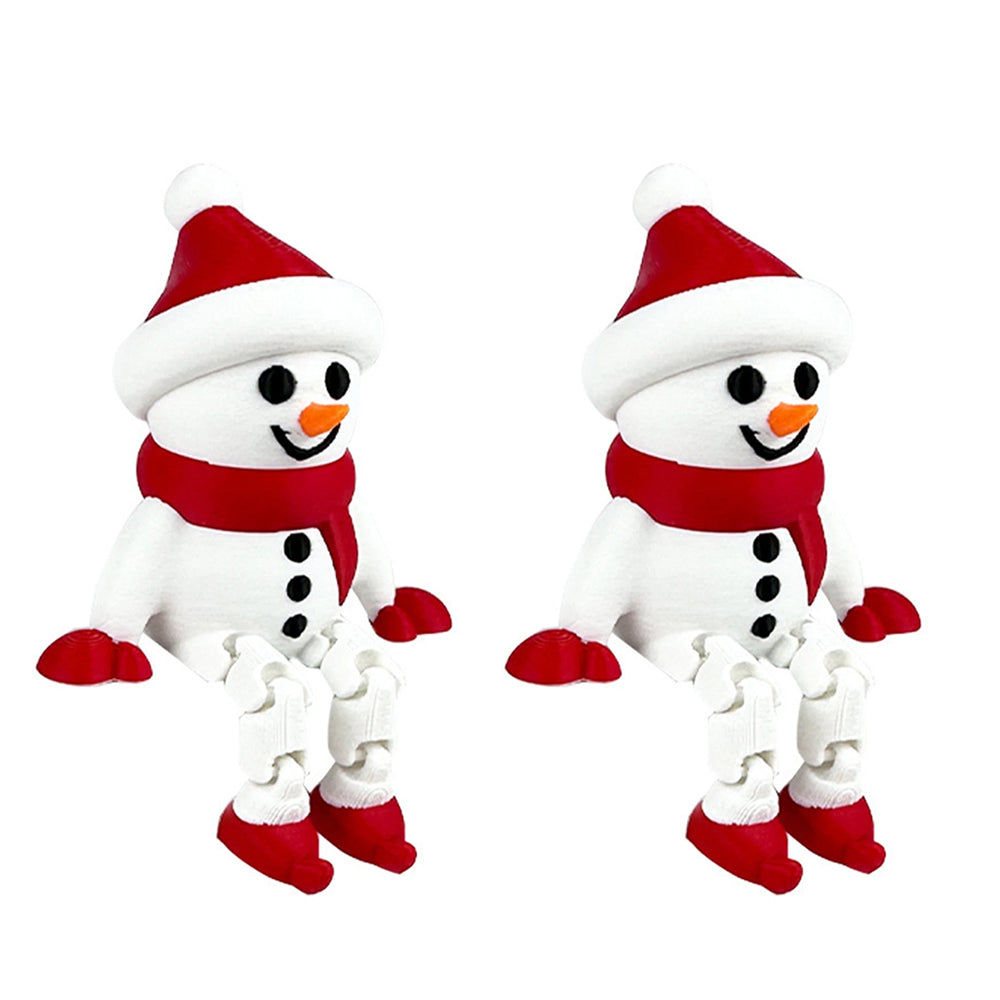 2Pack 3D Printed Snowman Decorations – Flexible Festive Tabletop Figures for Christmas & Home Decor