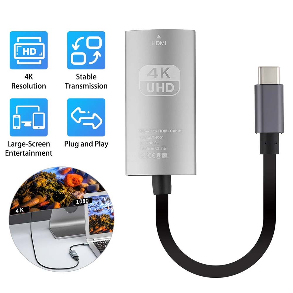 USB 3.1 Type C to HDMI Adapter Cable - 4K 60Hz for Laptop, Tablet, TV