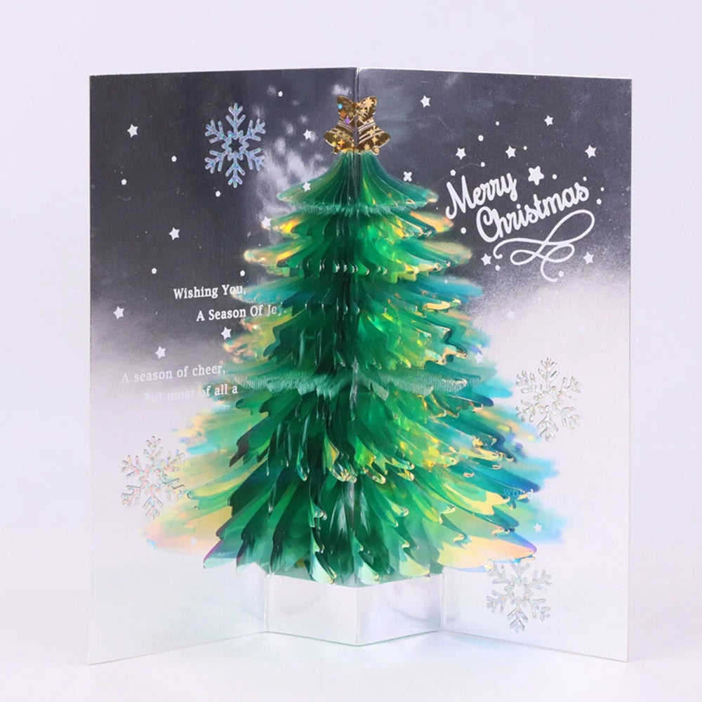 3D Christmas Tree Pop-Up Card Merry Christmas Cards Holiday Xmas Greeting Blessing Card