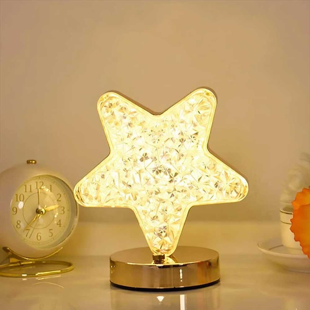 Crystal Touch Table Lamp – USB Rechargeable LED Night Light, Dimmable