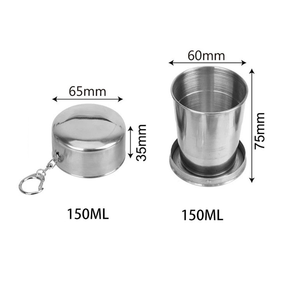 304 Stainless Folding Cup – Telescopic Mug for Campers & Hikers, Portable