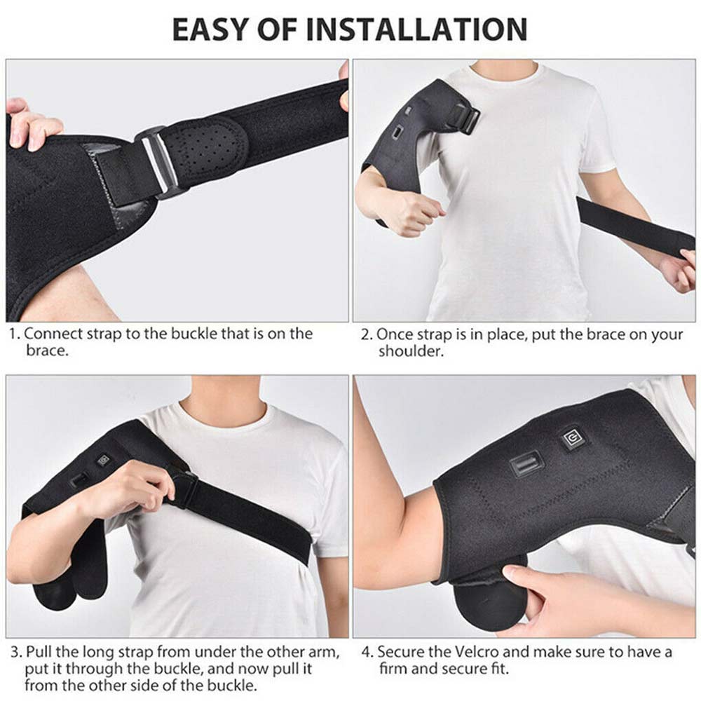 USB Heated Shoulder Brace Pad Joint Pain Relief Heating Pad Support Wraps