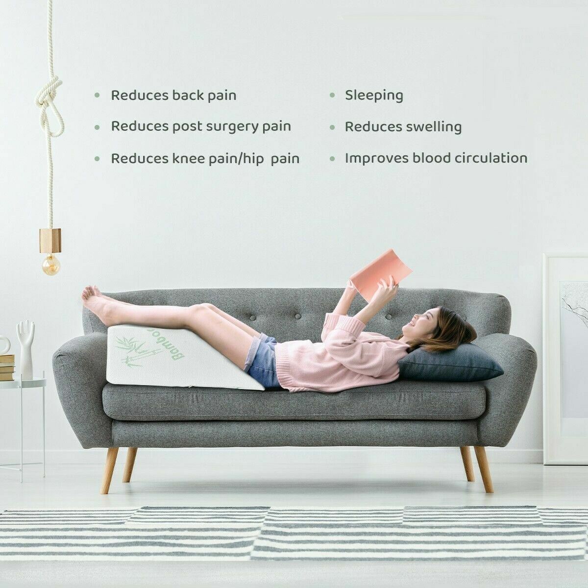 Wedge Elevation Pillow Cool Gel Memory Foam Leg Raiser Support Cushion