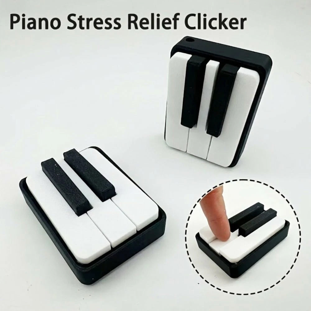 Piano Stress Clicker Keychain – 3D Printed Novelty Keyboard Fidget Toy