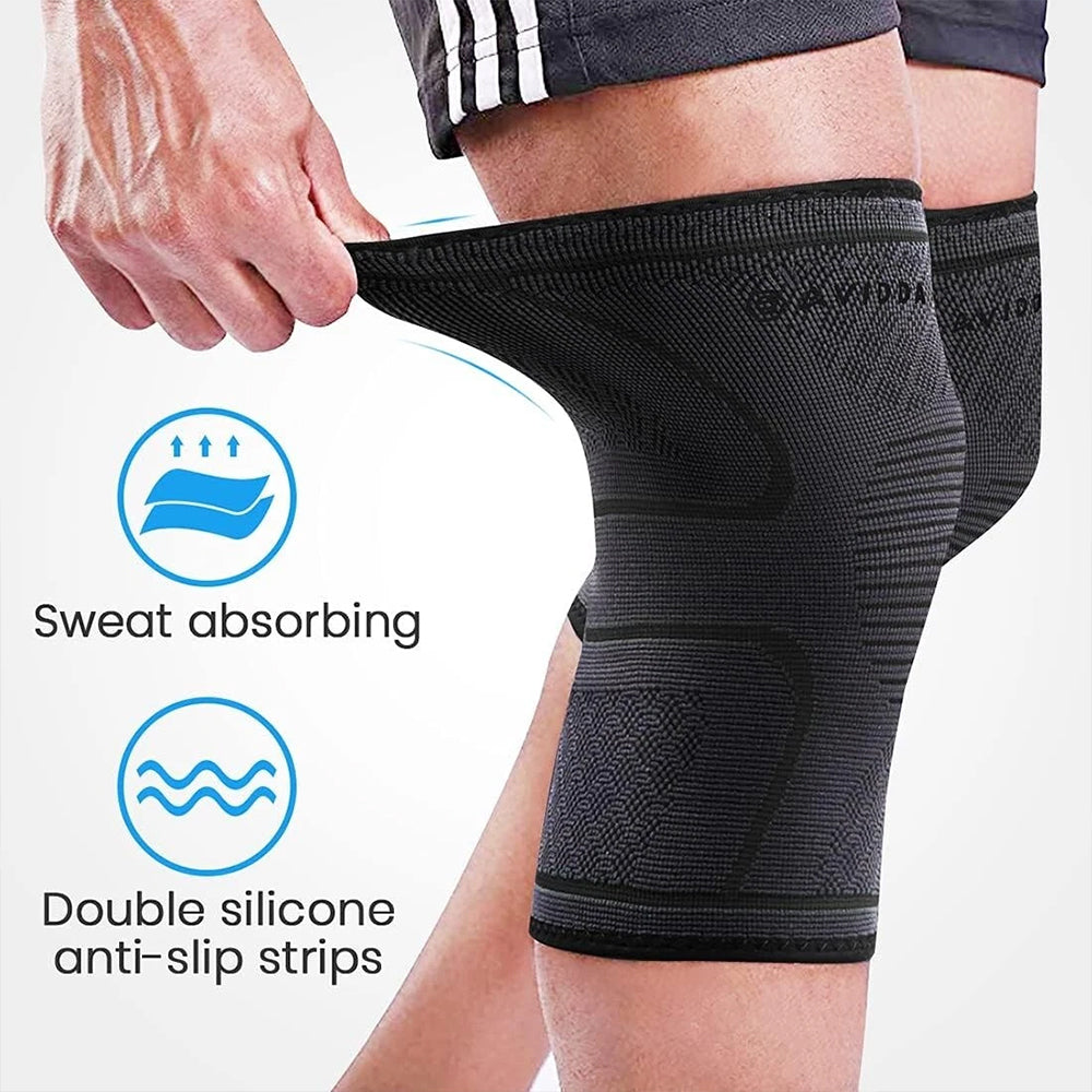 2x Knee Support Compression Sleeves - NHS Style Brace for Pain Relief & Gym