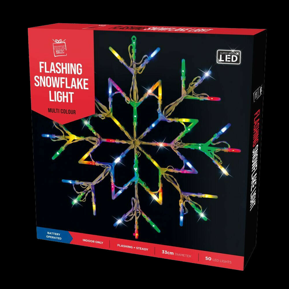 35cm 50 LED Multicoloured Light Up Christmas Window Star USB Powered