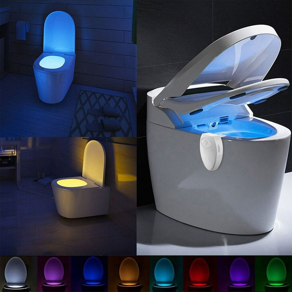 USB Rechargeable LED Toilet Bowl Night Light 16 Colors Waterproof Motion Sensor