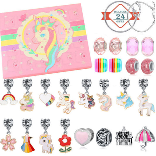 Mini-Unicorns Christmas Charm DIY Bracelet Advent Calendar Jewelry Kit Set