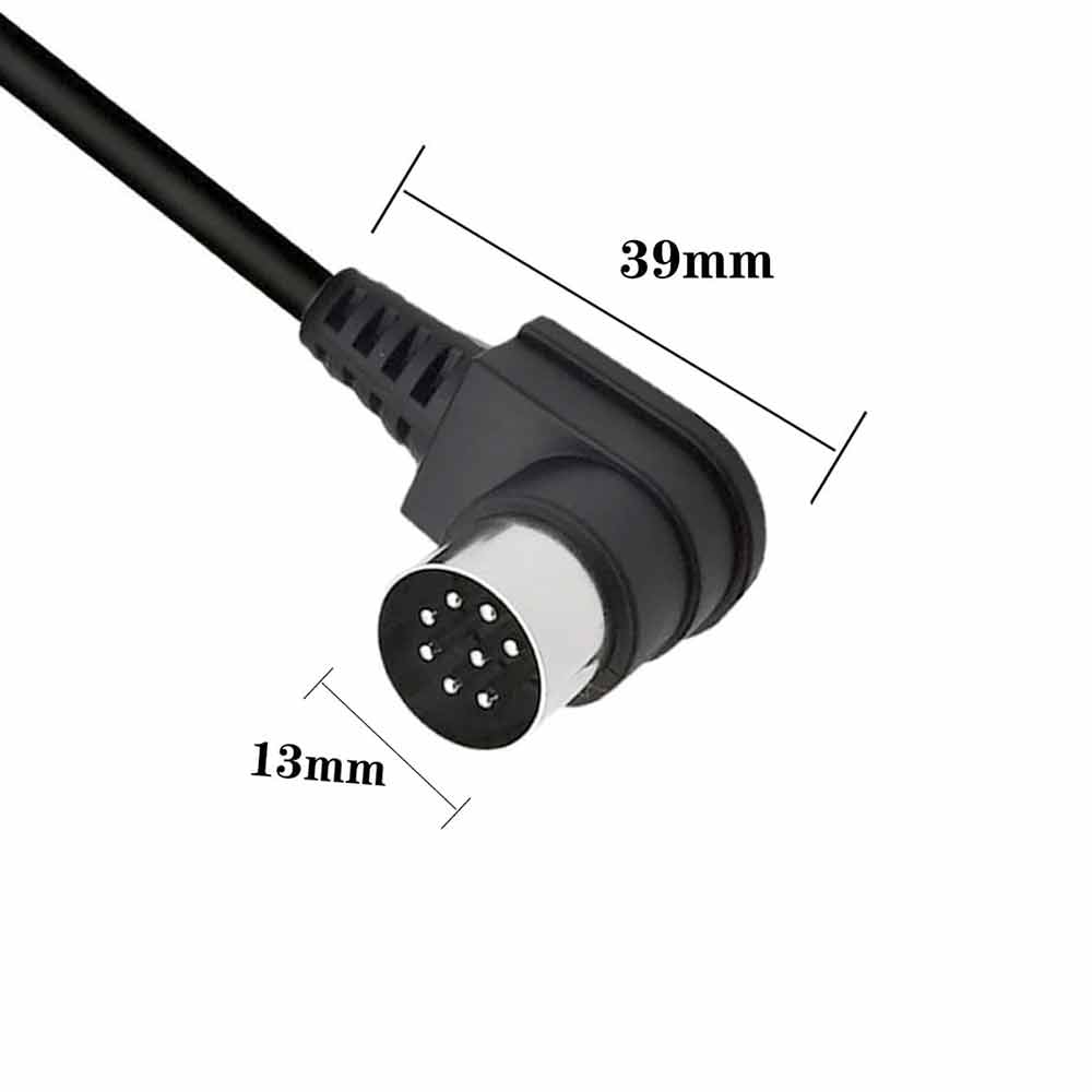 Dual 90° Angle 8-Pin DIN Plug to Male Speaker Audio Cable – 1m