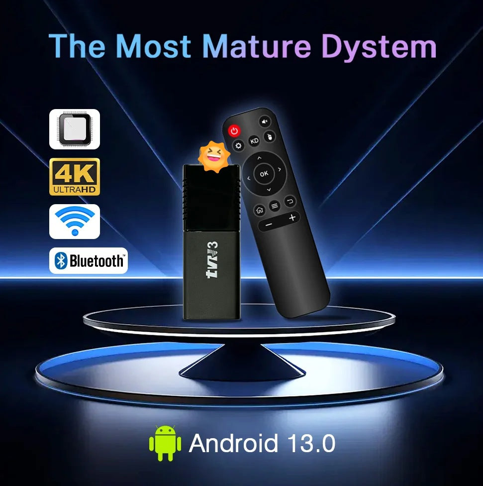 4K Smart TV Stick - Android 13, Dual-Band WiFi, Bluetooth Media Player with Voice Control