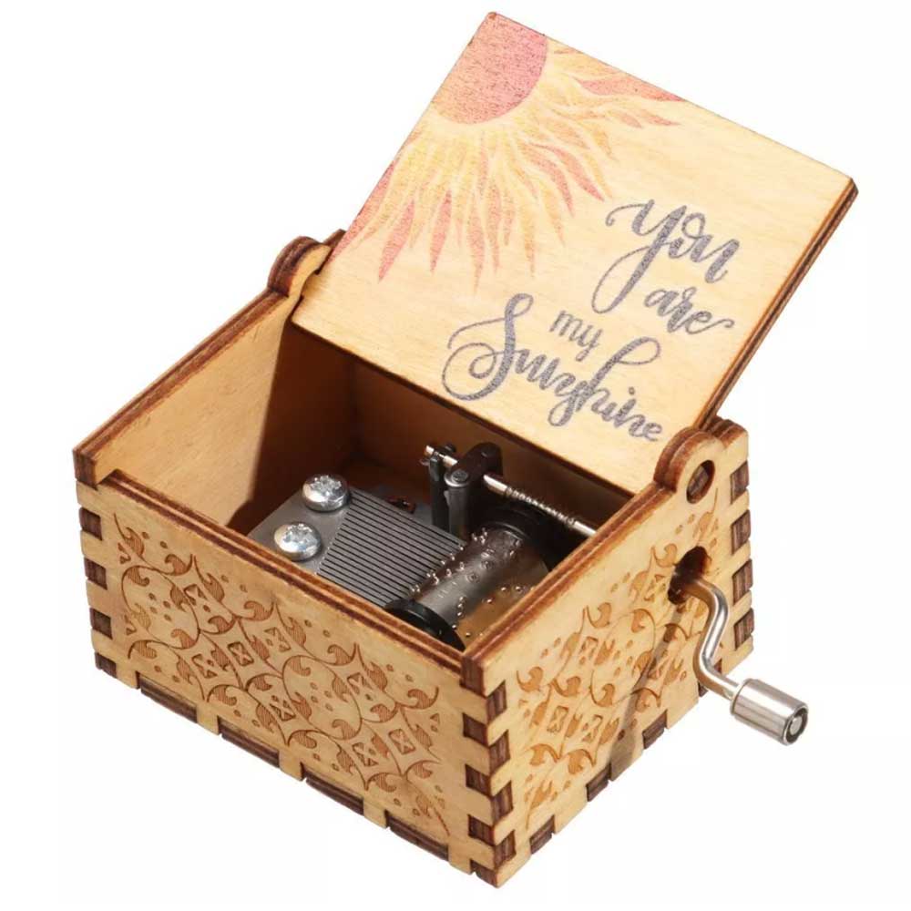 Gifts Hand-Cranked You are My Sunshine Music Box Musical Boxes Black Engraved
