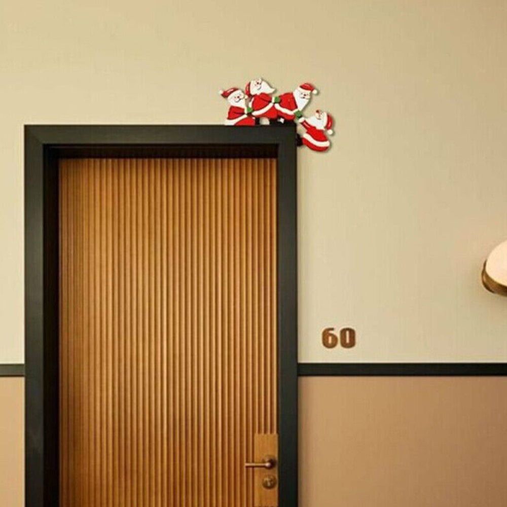 Home Decoration Christmas Door Frame Wooden Adornment Elk Santa Claus Props