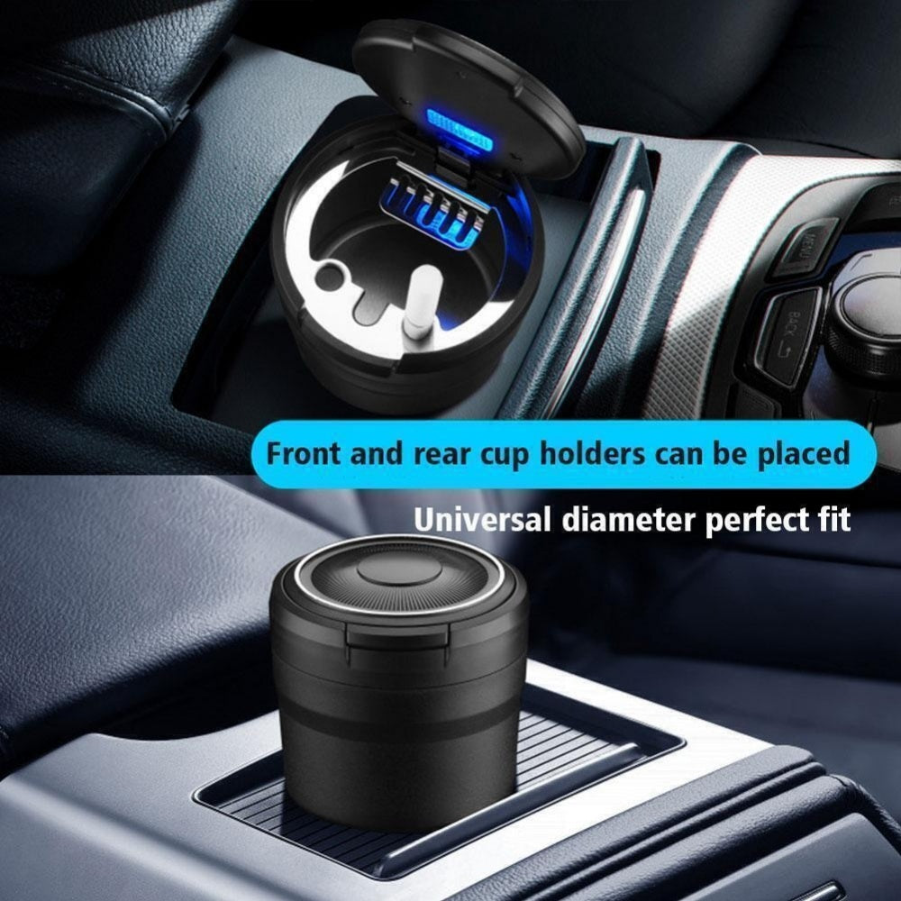 Auto Car Ashtray Cigarette Cup Ash Holder LED Lid Self Extinguishing Ash Tray