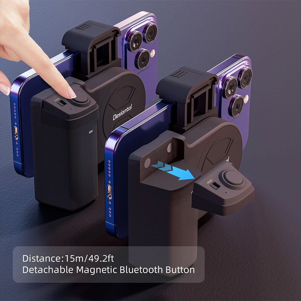 Smartphone Camera Grip – Bluetooth Shutter Selfie Stabilizer Handle for Phones