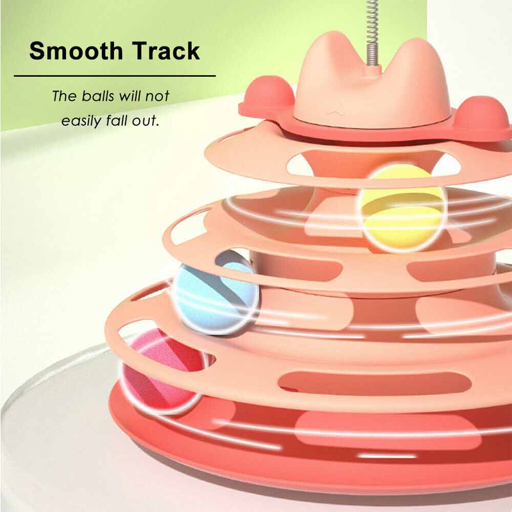 3 Level Cat Toy Kitten Rotating Feather Teaser Tower Interactive Funny Toys