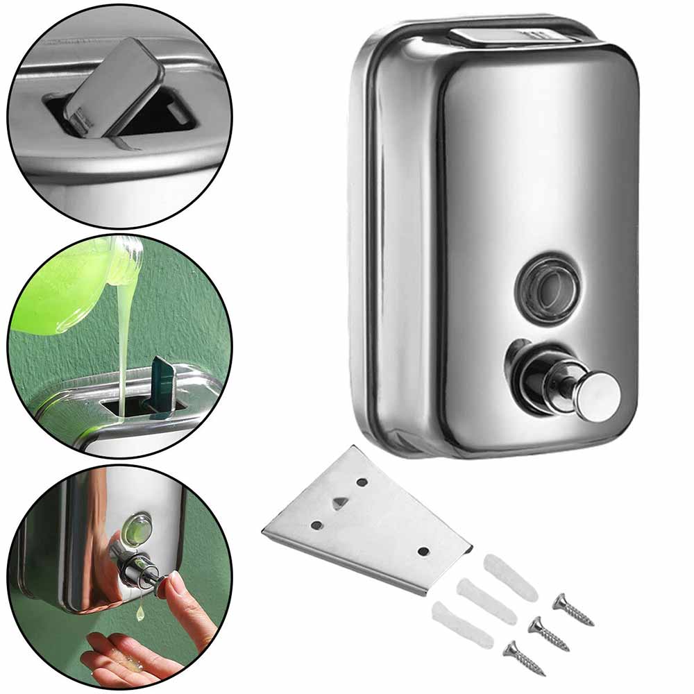 500ML Wall Mounted Stainless Steel Hand Soap Dispenser Bathroom Liquid Soap Dispenser