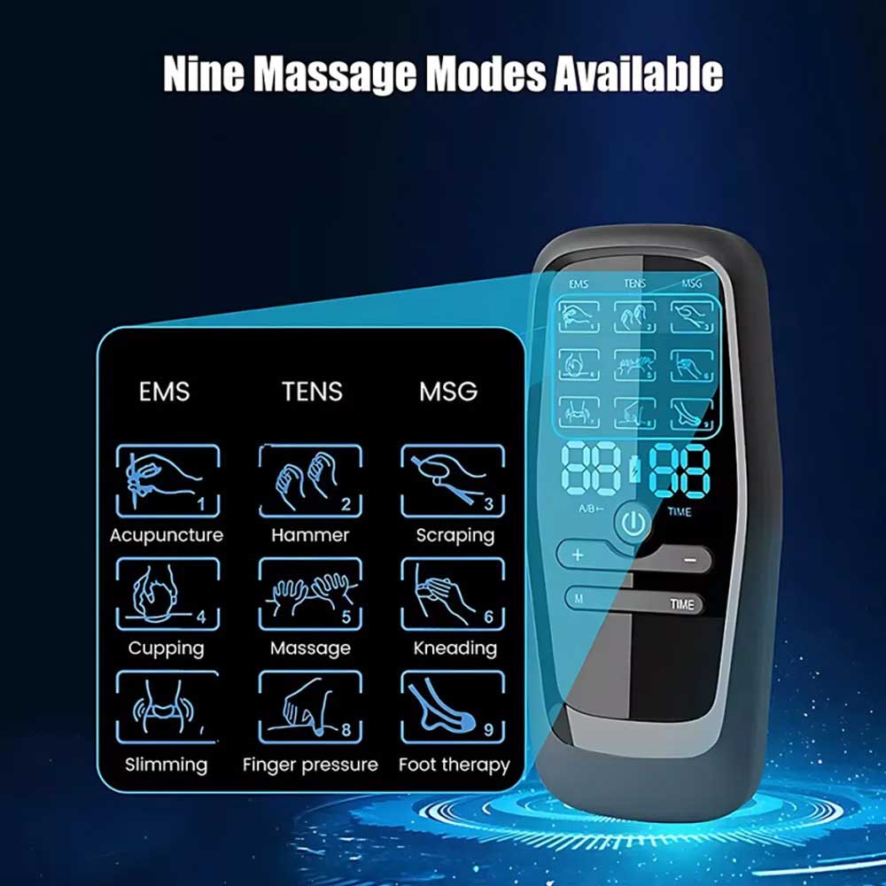 Electrical Massager Tens Machine Unit Back Pain Therapy Pulse Muscle Stimulator