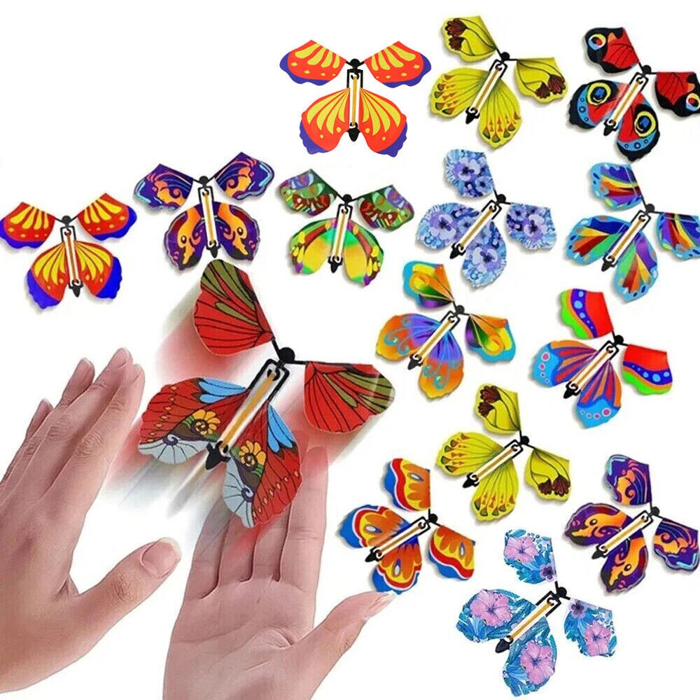 30PCS Magic Wind-Up Flying Butterflies - Surprise Toy for Greeting Cards, Parties & Pranks