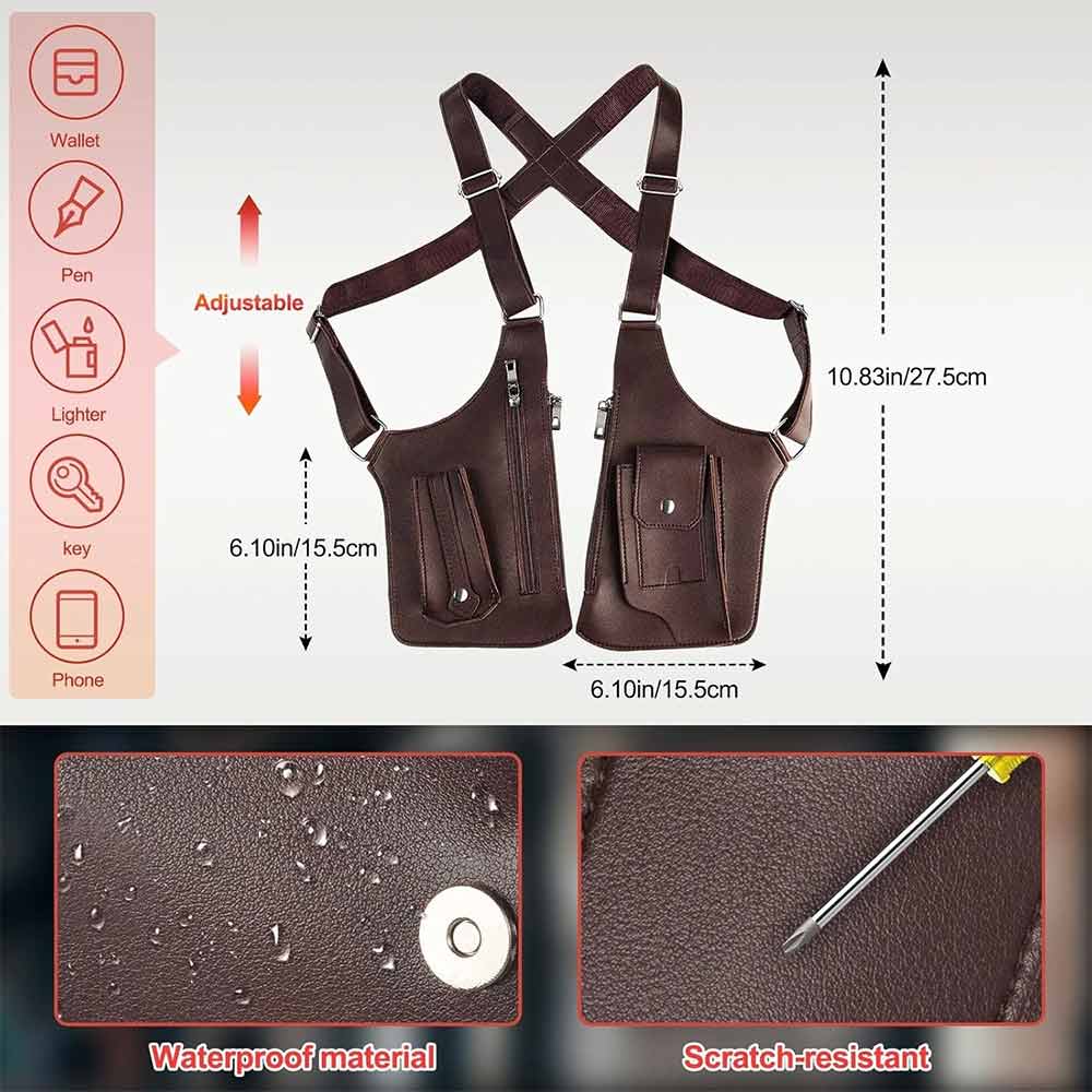 Adjustable Anti-Theft Underarm Shoulder Bag – PU Leather Wallet Holster Bag (Brown)