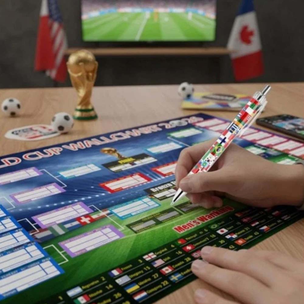 2026 World Cup Wall Chart – 2-Pack 87×58cm Foldable Football Schedule Poster
