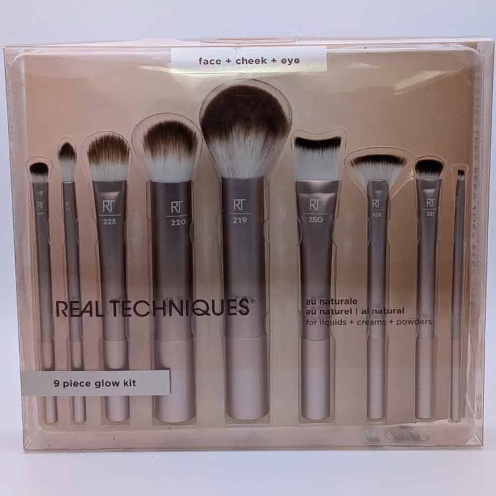 REAL RT4266 TECHNIQUES Naturale 9 Piece Set Makeup Brush Kit Foundation Powders
