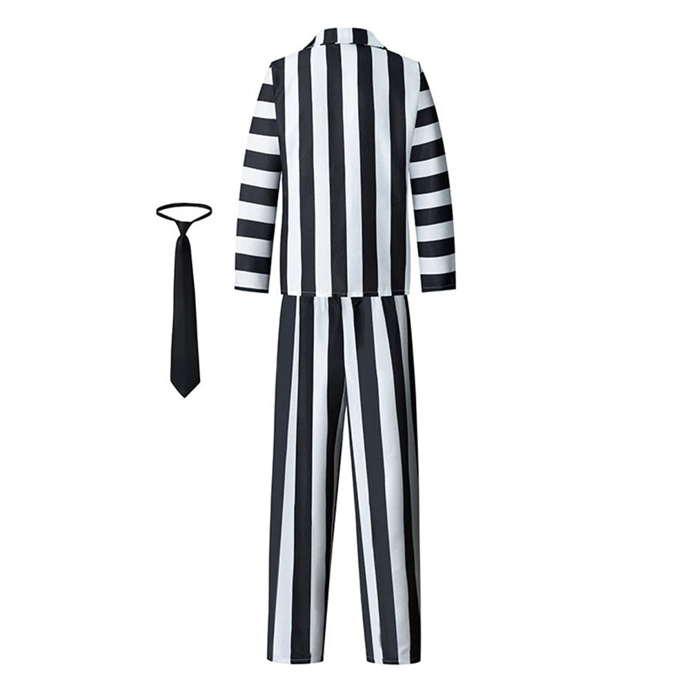 3pcs Set Men Beetlejuice Costume Spooky Halloween Cosplay Costume Adults