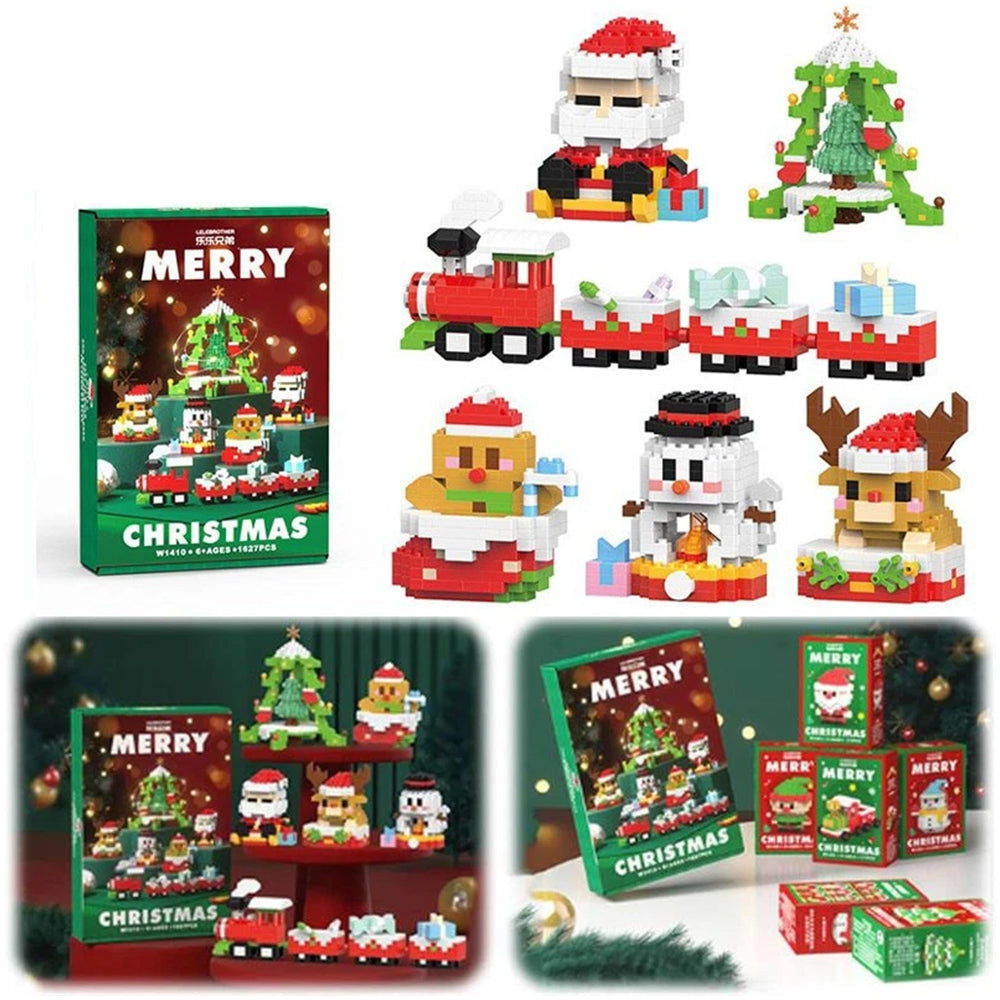 6-Piece Santa Claus Building Blocks Set - Christmas Themed Mini Figure Ornaments Collection