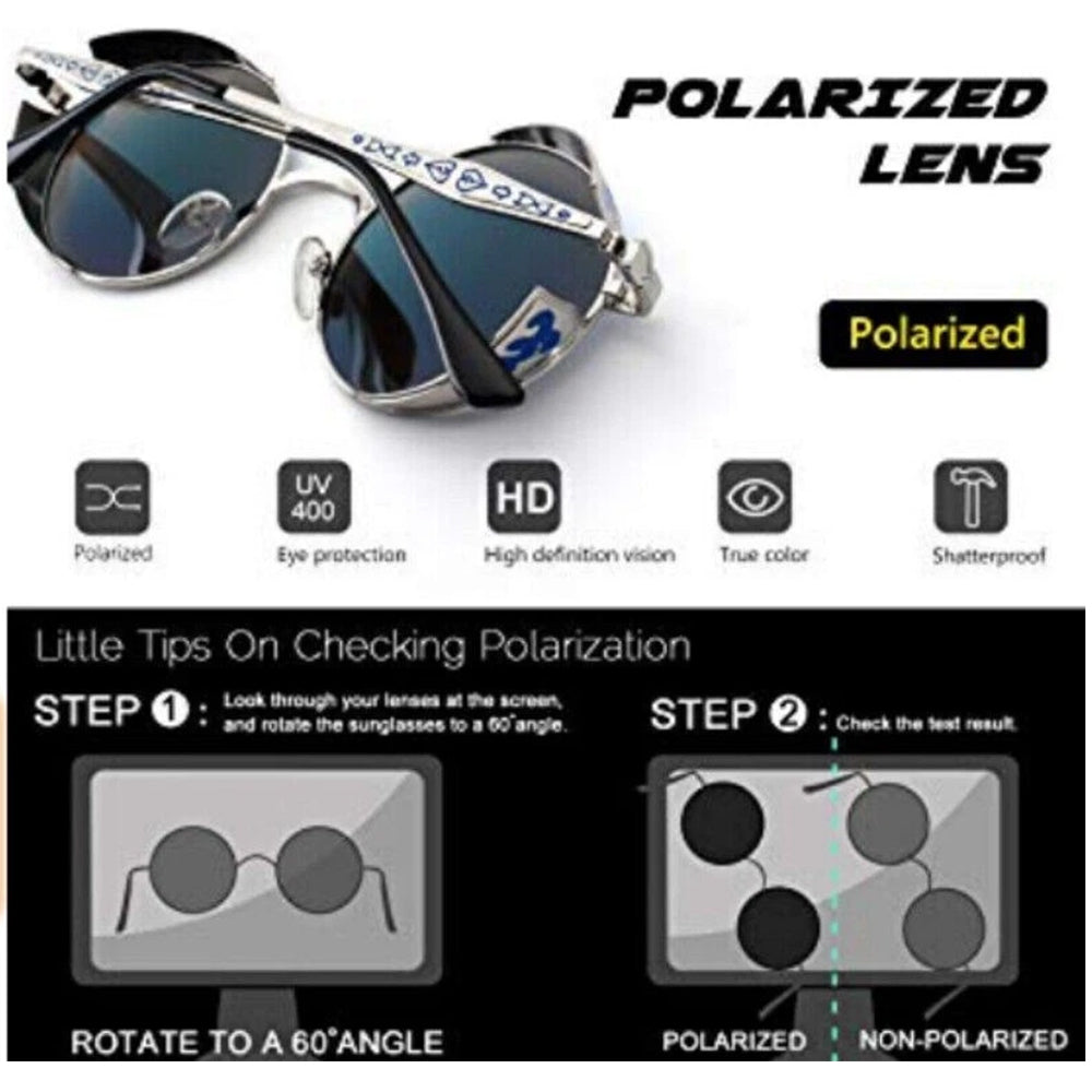 Steampunk Polarized Sunglasses Men Women UV400 Driving Retro Round Glasses