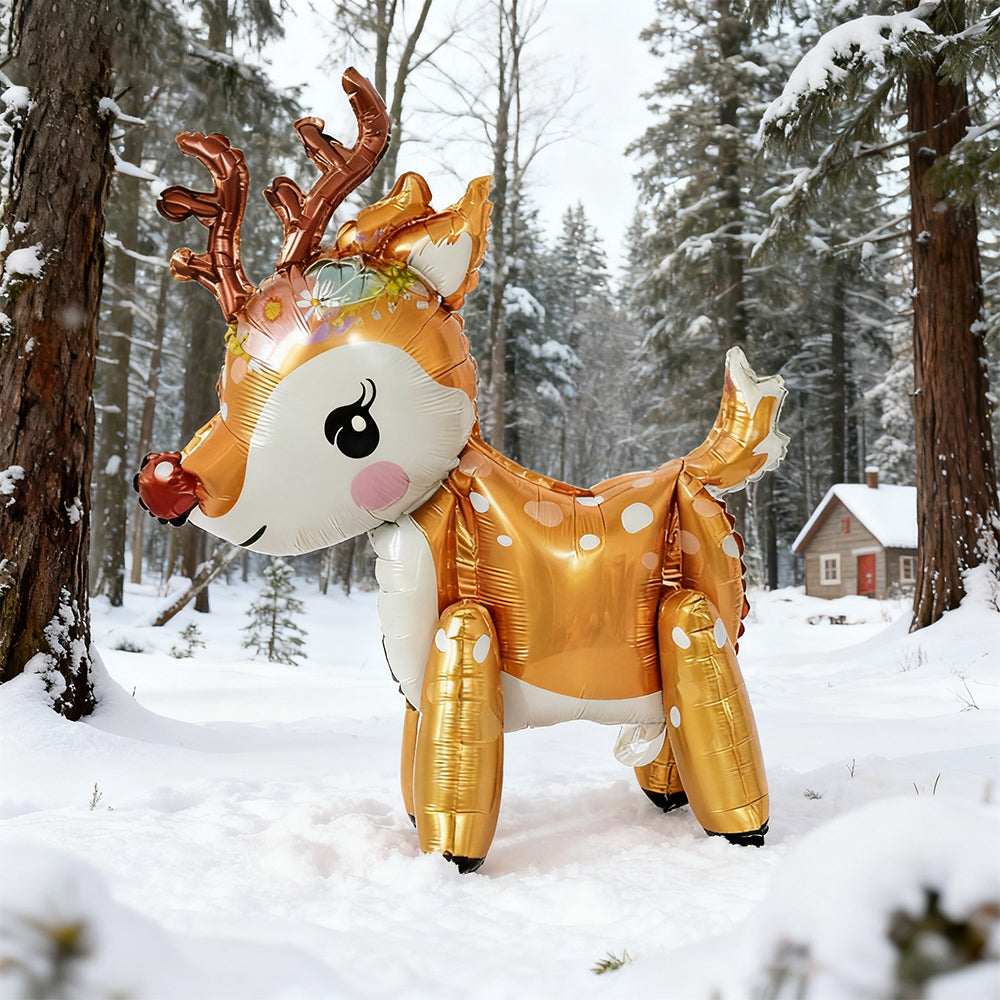 3D Reindeer Rudolph 58cm Foil Balloon – Double-Sided Christmas Party Decoration for Home