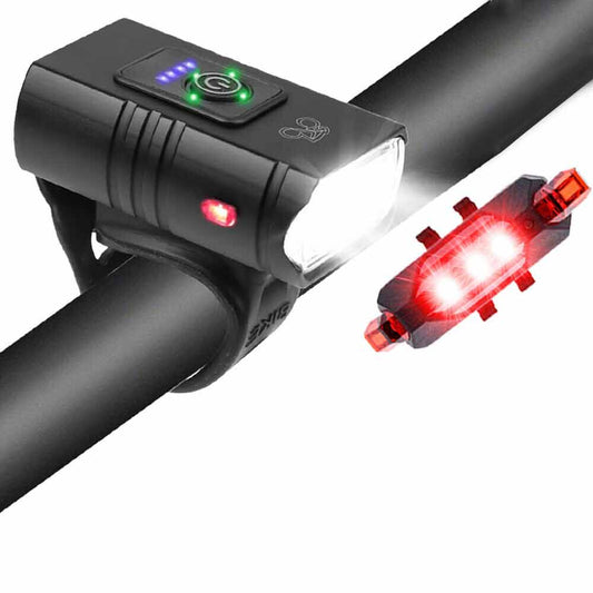 Rechargeable Bicycle Head Torch Front&Tail Kit Super Bright LED Mountain Bike Light