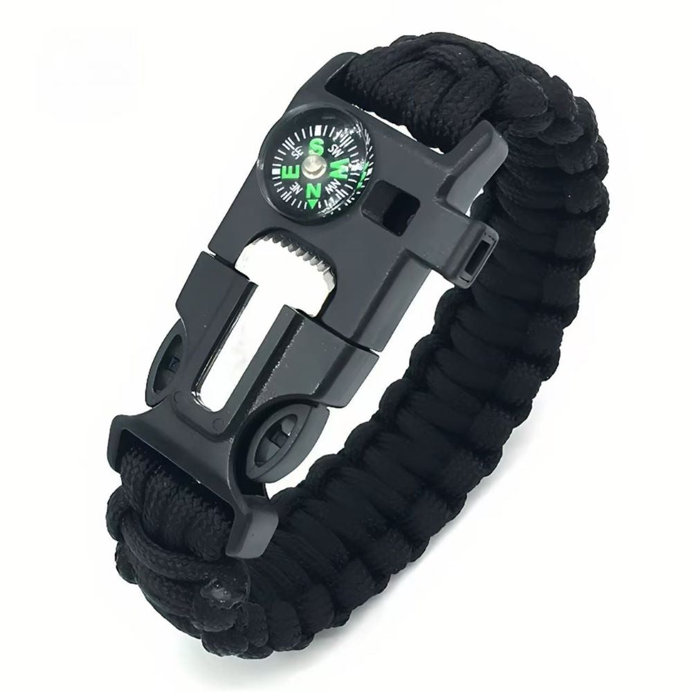 5-in-1 Survival Bracelet – Paracord, Compass, Whistle, Fire Starter, Cutter for Outdoor