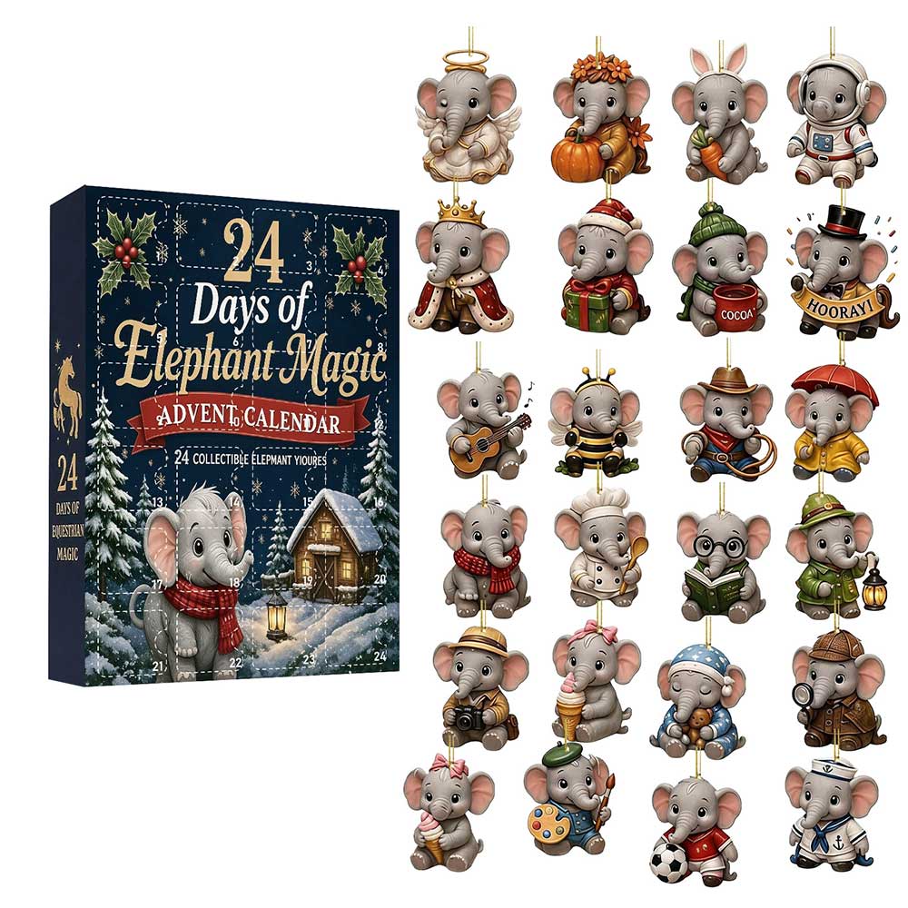 2D Acrylic Elephant Advent Calendar – 24 Days Christmas Countdown Pendants