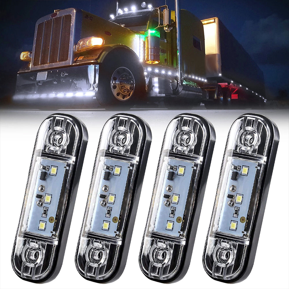4X 3LED CLEARANCE LIGHTS SIDE MARKER LAMP WHITE TRAILER TRUCK CARAVAN 12V/24V