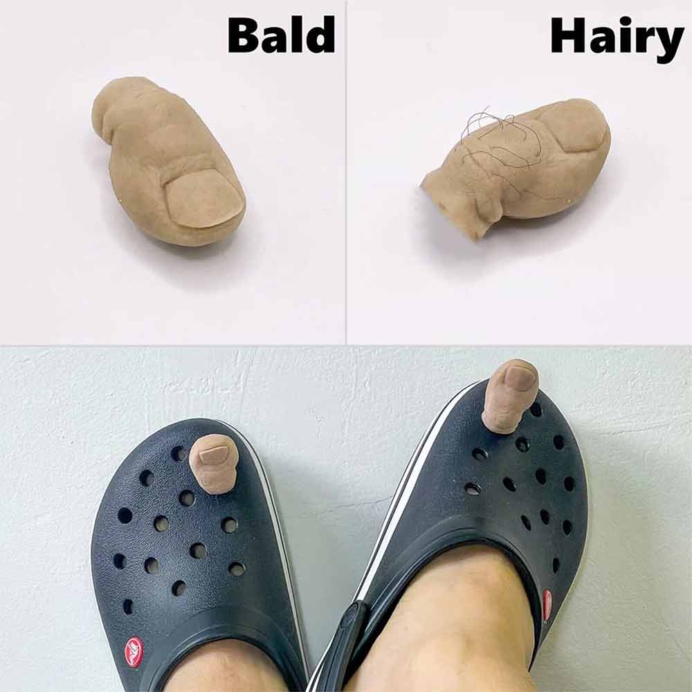 2PC 3D Funny Toe Shoe Charms Big Toe Croc Charm with Hairy DIY Unique Shoe Decor