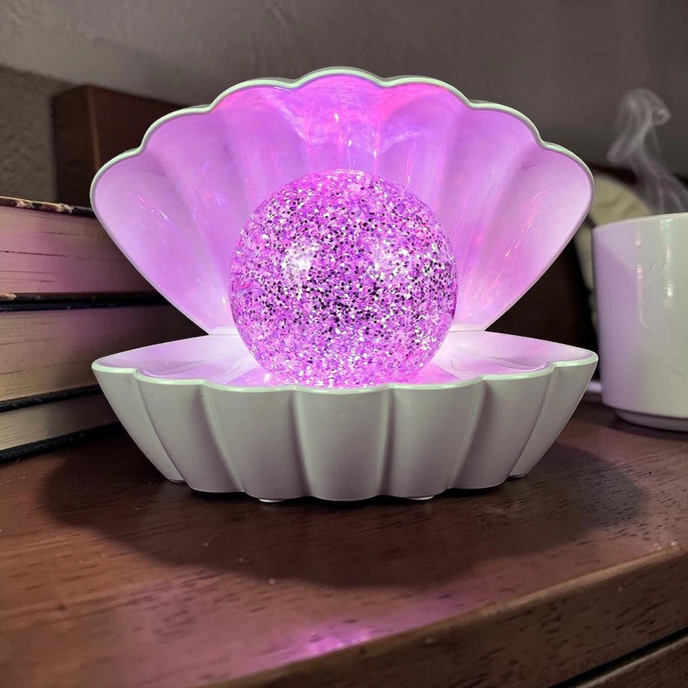 White Glitter Ball Lamp – 7-Colour LED Seashell Clam Mood Light