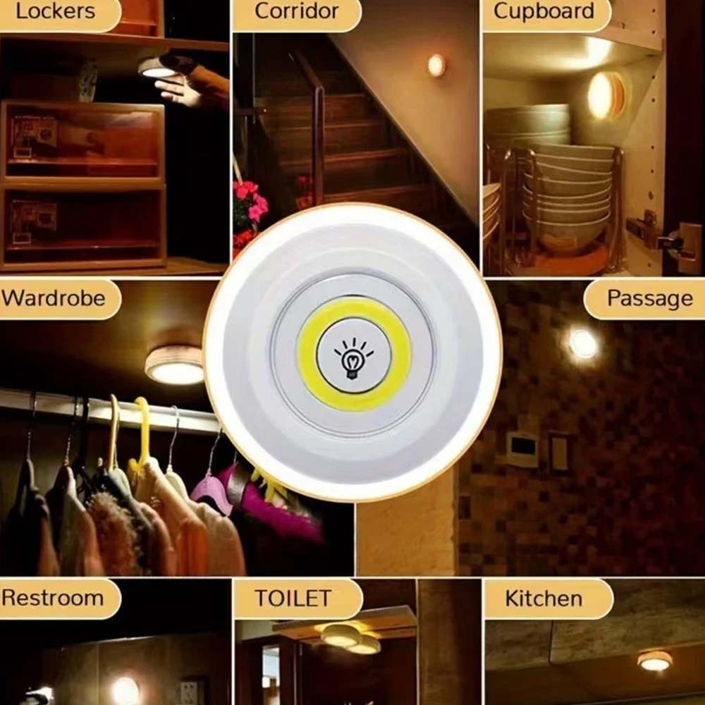3PCS Remote LED Push Lights - Dimmable Under Cabinet Lights with Timer